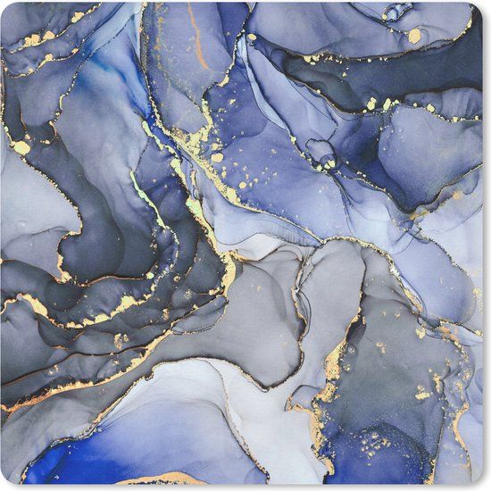 MousepadParadise Mouse Pad - Marble Gold Abstract Blue - 20x20 cm