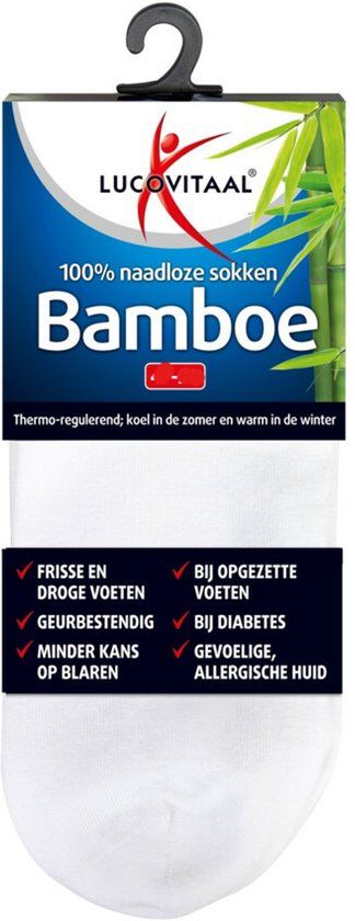 Lucovitaal bambolux Lucovitaal Bamboe Sok Enkel 39-42 Wit
