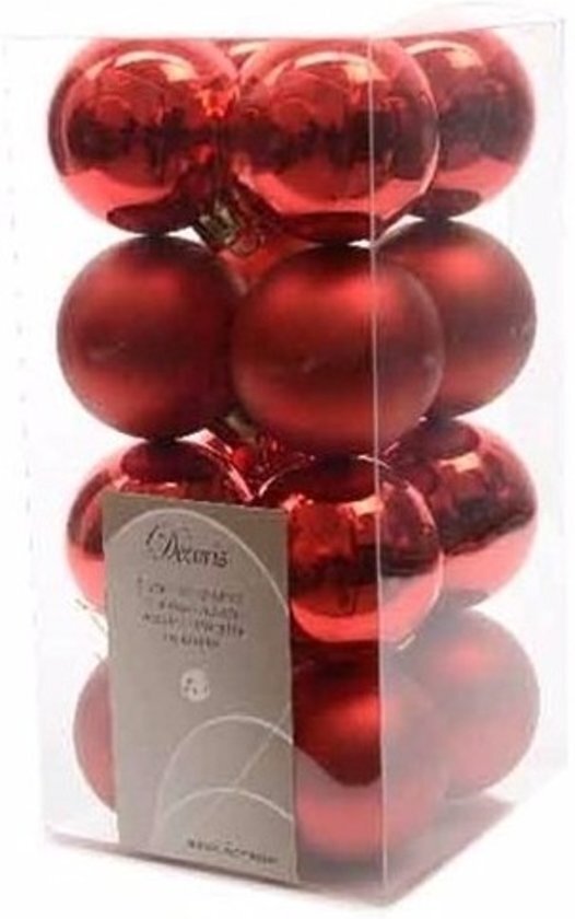 Decoris Kerstboom decoratie ballen rood 16 delig