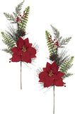 Flair Flower Poinsettiazweig, set van 2, 62 cm, rood