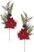 Flair Flower Poinsettiazweig, set van 2, 62 cm, rood