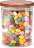Alpina Voorraadpot/bewaarpot Foodking - borosilicaat glas - 600 ml - glas/hout - luchtdicht