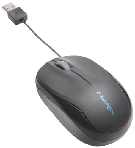 Kensington Mobile Mouse - Retractable Pro-fit Mobile Mouse, USB Mouse, Ideal for Travel; Small Mouse with Scroll Wheel, Compatible with Windows and Mac (K72339EU)