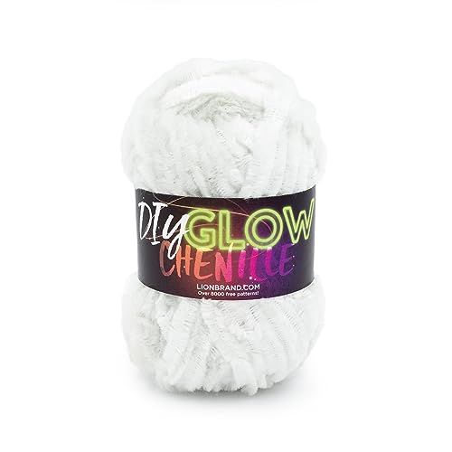 Lion Brand Yarn DIY Glow Chenille Yarn, Pearl