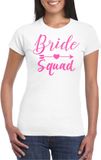Bellatio Decorations Vrijgezellenfeest T-shirt dames - bride squad - wit - roze glitter - bruiloft XXL