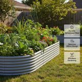 Bac de jardin surélevé - Lit de jardin en acier galvanisé - 249 x 100 x 36 cm - Durable - Facile à nettoyer - Gris