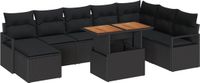 vidaXL Tuinbank Set 9-delig Zwart Polywood