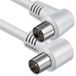 1aTTack.de Haakse antennekabel 10 meter 2x afgeschermde coaxiale stekker 90° > Coaxiale aansluiting 90° Witte coaxkabel (2x haaks) 80db 10m