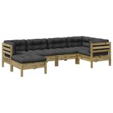 vidaXL 6-delige Loungeset met kussens, geïmpregneerd grenenhout, Antraciet