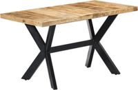 vidaXL Eettafel - 140x70x75 cm - Massief Mangohout - Industrieel - Groen