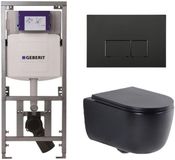 Geberit QeramiQ Dely Swirl Toiletset - Noir mat