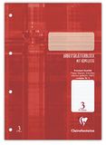 Clairefontaine 82603C- Cursusblok DIN A4 21x29,7 cm, bovenaan gelijmd, 100 Pagina's 90g, met 4 Gaten, met Kantlijn en Kader, liniëring 3, gelijnd voor 3e leerjaar, Rood, 1 stuk