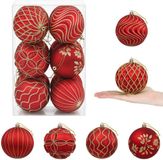 vidaXL Kerstbalset XL 12 stuks Rood en Goud Diameter 10 cm Polystyreen