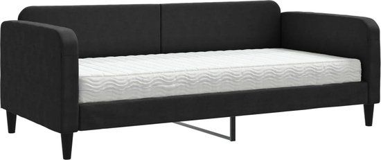 vidaXL Slaapbank met Matras 90x200 cm Stof Zwart