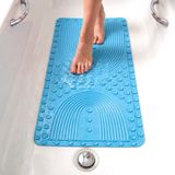 edihome, Antislip badmat, 53 x 53 cm, douchemat, bubbels met zuignap, BPA-vrij, antibacterieel, schimmelbestendig, machinewasbaar, gezinsveiligheid (Blauw, 90x41,5 cm)