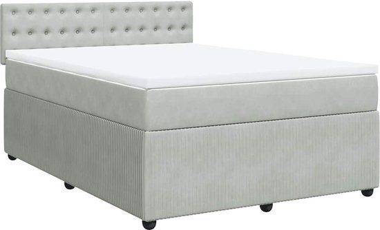 vidaXL Boxspring met matras fluweel lichtgrijs 160x200 cm