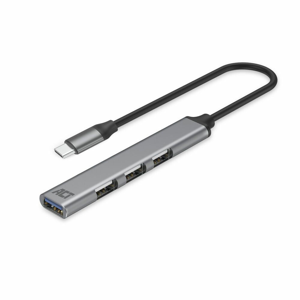 ACT USB-C Hub - 3x USB-A 2.0 & 1x USB-A 3.0 - Grijs - AC6425