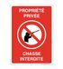 AUA SIGNALETIQUE - Bord voorgeboord met afgeronde hoeken – privé – jachtverboden – model 2 – 300 x 420 mm, aluminium Dibond 3 mm