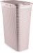 Plasticforte Smalle Wasmand met deksel Rotan - roze - gevlochten kunststof - 48 liter - 27x46x60 cm