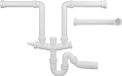 BLANCO bekkenverbinding met geurafsluiter, afvoer 50 mm voor de inbouw van 2 wastafels met 3 ½ inch korfventielen of 1 bekken met 3 ½ inch korfventiel en een druppel met 1 ½ inch ventiel