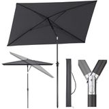 Sekey 210 x 140 cm parasol met beschermhoes, balkonparasol, tuinparasol, terrasparasol, zonwering UPF50+, kantelbaar, in hoogte verstelbaar, rechthoekig, donkergrijs