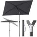Sekey 210 x 140 cm parasol met beschermhoes, balkonparasol, tuinparasol, terrasparasol, zonwering UPF50+, kantelbaar, in hoogte verstelbaar, rechthoekig, donkergrijs