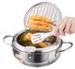 Merkloos Frituurpan Roestvrij staal Mini japanse tempura friteuse 24 cm Met thermometer en deksel