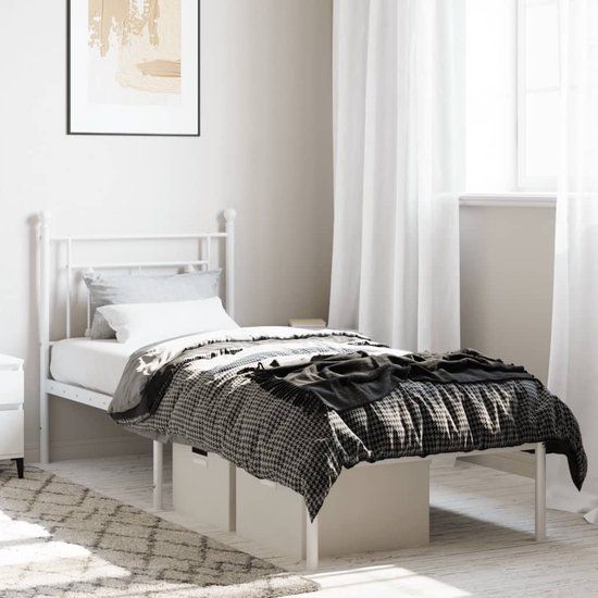 vidaXL Bedframe - Metaal - Wit - 75x190 cm