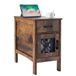 VEVOR Table d'appoint de ferme à 3 niveaux, table de chevet avec ports et prises USB, table d'appoint avec armoire de rangement et 1 tiroir, idéal pour salon, chambre, bureau, couleur bois naturel