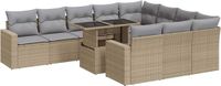 vidaXL 11-delige Tuinset met Kussens Poly Rattan Beige