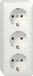 Gira 078913 Schuko contactdoos 3-voudig opbouw, zuiver wit