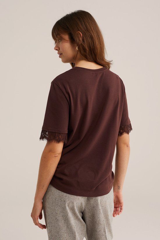 WE Fashion Dames jersey T-shirt met kant