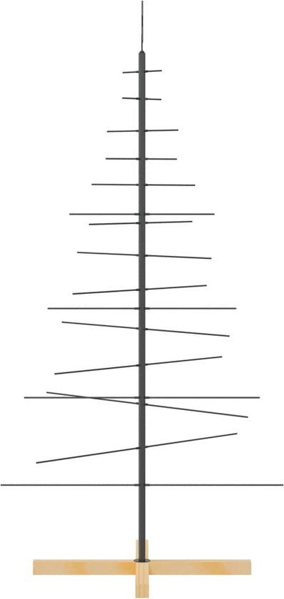 vidaXL Kerstdecoratie kerstboom met houten basis 150 cm metaal zwart