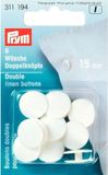 Prym Slopenknopen kunststof 15 mm wit 9 st.