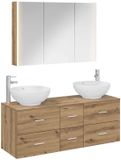 vidaXL Badkamermeubel Set 4-delig Artisanaal eiken Bewerkt hout en glas