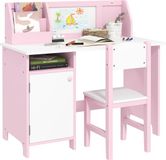 Homcom Kinderbureau met stoel - MDF - 90x45x85cm - Roze