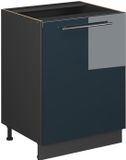 Vicco Keukenonderkast Fame-Line, Donkerblauw hoogglans/Antraciet, 60 cm 1 deur zonder werkblad