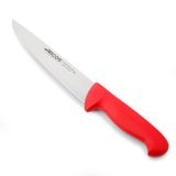 ARCOS Slagersmes 8 Inch Nitrum roestvrij staal en 200 mm lemmet. Professioneel kookmes voor het snijden van vlees, vis en groenten. Ergonomische handgreep van polyoxymethyleen. Serie 2900. Kleur rood