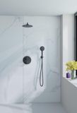 Fortifura Calvi Inbouw Regendoucheset - rond - thermostatisch - wandarm - 25cm - hoofddouche - ronde handdouche - mat zwart