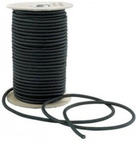 ABC-LED Elastisch Touw - 6mm - Zwart - 100 meter - Elastiek op rol - 8719754013489