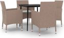 vidaXL 5-delige Tuinset met kussens, poly rattan en glas