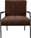 SVITA Kyle Fauteuil, fauteuil, fauteuil, fauteuil, salon, bureau, avec accoudoirs, revêtement en tissu teddy, confortable, moderne, vintage, métal, marron