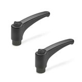 Ganter Normelemente 2 stuks klemhendel kunststof, bus messing | GN 603-63-M6-DSG | schroefdraad M6