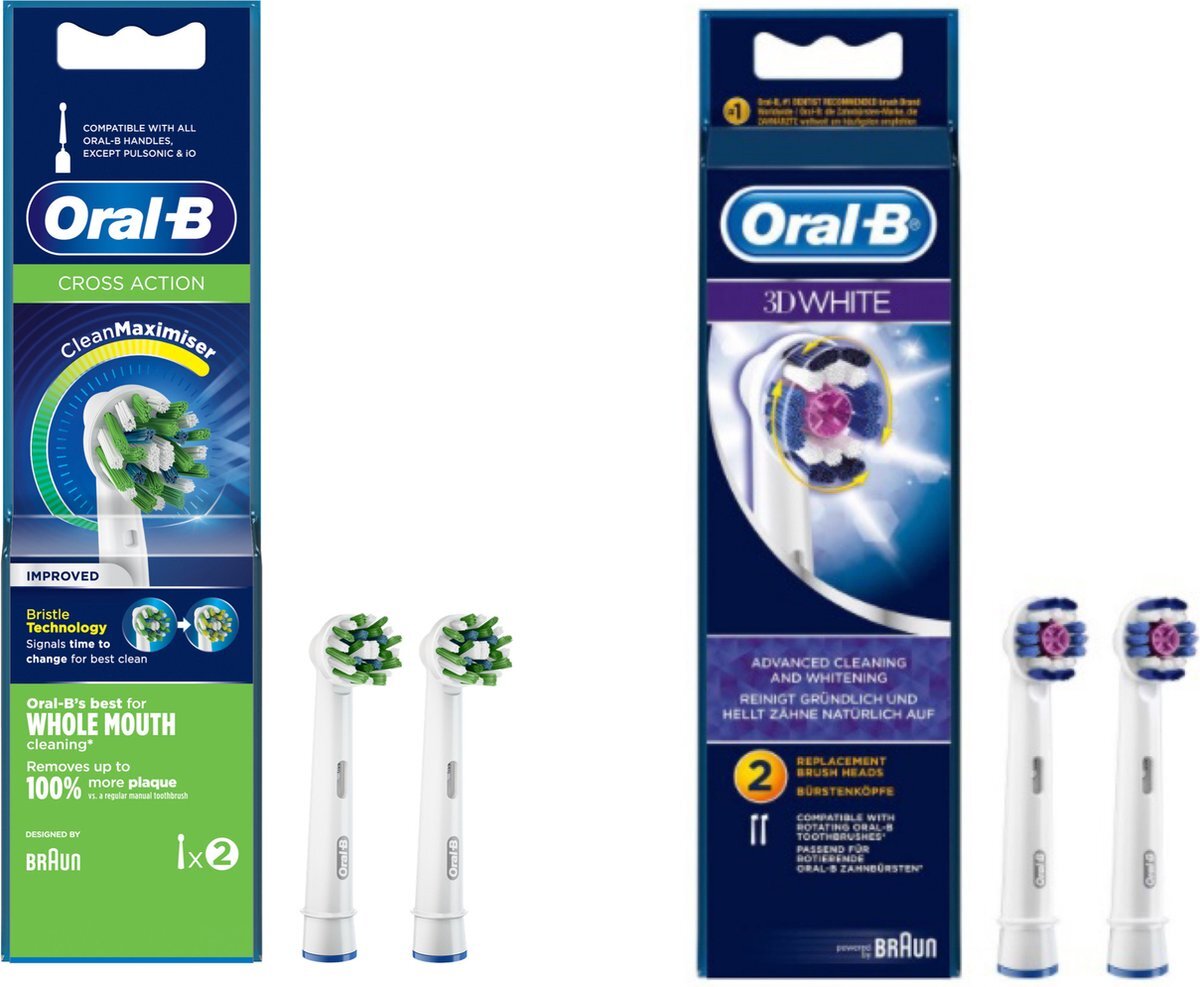 Oral-B ORAL-B - Opzetborstels - CROSS ACTION + 3D WHITE - Elektrische tandenborstel borsteltjes - Voor een stralend gebied - COMBIDEAL