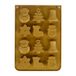 Crealys 535676 gouden siliconen kerstvorm, 20 x 14 cm, siliconen, anti-aanbaklaag, 12 figuren