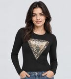 Guess Savanna T-shirt met zwarte luipaard driehoek