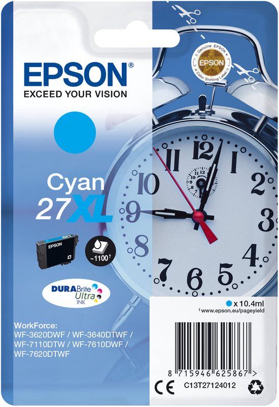 Epson 27XL - Ink Cartridge - Cyan - 1100 Pages - Original
