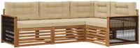vidaXL Acacia Hout Buiten Bank Set 4-delig Natuurlijk en Beige