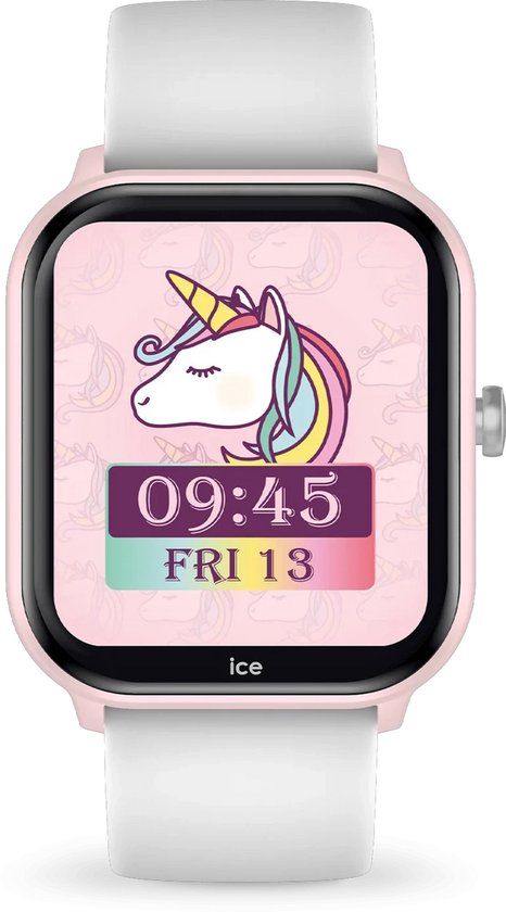 Ice-Watch ICE smart junior 3.0 Pink White 1,75 AMOLED - Rechthoekig verbonden horloge voor kinderen met siliconen band - 024297