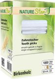Nature Star Franz Mensch GmbH 1000 stuks - Tandenstokers per stuk hygiënisch verpakt [in dispenserbox] | Berkenhout